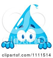Clipart Water Drop Peeking Over A Sign Royalty Free Vector Illustration