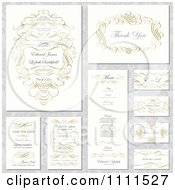 Poster, Art Print Of Wedding Invitation Designs With Sample Text And Gold Swirls
