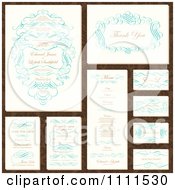 Poster, Art Print Of Wedding Invitation Designs With Sample Text And Blue Swirls