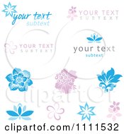 Poster, Art Print Of Pink And Blue Flower Logos And Sample Text