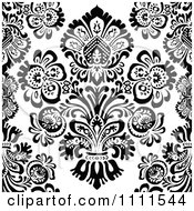 Poster, Art Print Of Seamless Black And White Vintage Floral Pattern 1