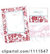 Poster, Art Print Of Red Floral Frame And Thank You Card On White