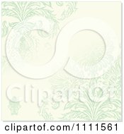 Poster, Art Print Of Distressed Green Flowers On Beige With Copyspace
