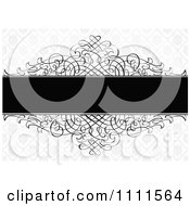 Poster, Art Print Of Black Ornate Swirls With A Text Bar On A Floral Pattern