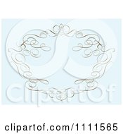 Clipart Brown Swirl Frame On Pastel Blue Royalty Free Vector Illustration