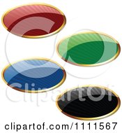 Poster, Art Print Of 3d Reflective Colorful Oval Labels With Rays And Gold Trim