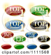 Clipart 3d Reflective Gold Rimmed Blank And Top Product Labels Royalty Free Vector Illustration by dero