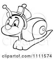 Clipart Outlined Snail Wearing A Top Hat Royalty Free Vector Illustration