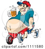 Poster, Art Print Of Beer Bellied Man With A Drink Resting On His Tummy Propped In A Wheel Barrow