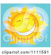 Poster, Art Print Of Cheerful Sun Mascot In The Sky 2