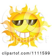 Poster, Art Print Of Grinning Sun Mascot With Sunglasses 1