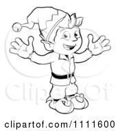 Clipart Outlined Happy Christmas Elf Royalty Free Vector Illustration