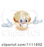 Poster, Art Print Of Happy Vanilla Cupcake Character With Sprinkles