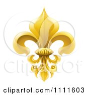 3d Elegant Golden Fleur De Lis Lily Symbol
