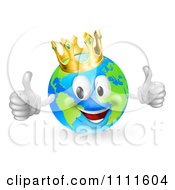 Poster, Art Print Of 3d Happy King Of The World Globe Holding Two Thumbs Up