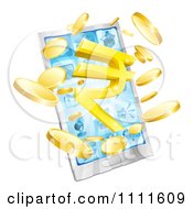 Poster, Art Print Of 3d Cell Phone With Coins And A Rupee Symbol Bursting From The Screen