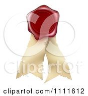 Clipart 3d Red Wax Seal On Parchment Ribbons Royalty Free Vector Illustration