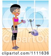 Fit Woman Lifting Dumbbells In An Urban Gym