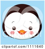 Poster, Art Print Of Cute Penguin Avatar Face On Blue