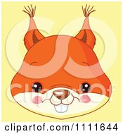 Poster, Art Print Of Cute Squirrel Avatar Face On Yellow