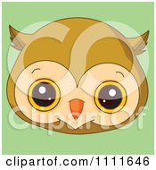 Poster, Art Print Of Cute Owl Avatar Face On Green