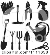 Poster, Art Print Of Black Silhouetted Gardening Tools