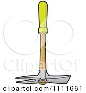 Clipart Green Handled Gardening Mattock Royalty Free Vector Illustration