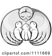 Clipart Mother Bird Embracing Her Chicks Royalty Free Vector Illustration by Any Vector