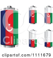Poster, Art Print Of 3d Azerbaijani Flag Batteries At Different Charge Levels