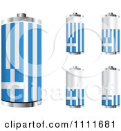 Poster, Art Print Of 3d Greek Flag Batteries At Different Charge Levels