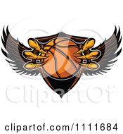 Poster, Art Print Of Eagle Talons Grabbing A Basketball And A Winged Shield