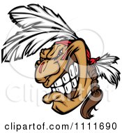 Clipart Native American Indian Brave Man With Feathers And A Braid Royalty Free Vector Illustration by Chromaco