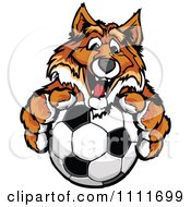 Clipart Happy Fox Sports Mascot With A Soccer Ball Royalty Free Vector Illustration by Chromaco