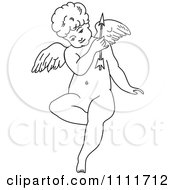 Clipart Outlined Cherub Holding An Arrow Royalty Free Vector Illustration by Prawny Vintage