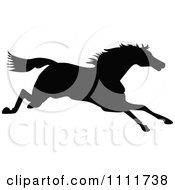 Poster, Art Print Of Silhouetted Running Horse In Black And White