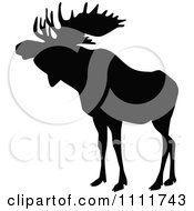 Clipart Silhouetted Moose In Black And White 1 Royalty Free Vector Illustration by Prawny Vintage
