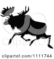 Clipart Silhouetted Moose In Black And White 2 Royalty Free Vector Illustration by Prawny Vintage