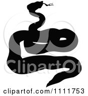 Clipart Silhouetted Snake In Black And White Royalty Free Vector Illustration