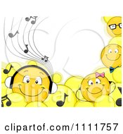 Poster, Art Print Of Smiley Emoticons With Headphones And Music Notes