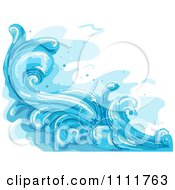 Clipart Blue Ocean Surf Splashes 3 Royalty Free Vector Illustration