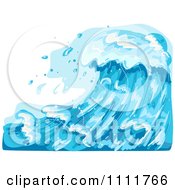 Clipart Large Blue Ocean Waves Royalty Free Vector Illustration