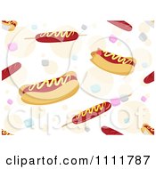 Seamless Pattern Of Hot Dogs Over Colorful Bubbles
