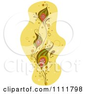Clipart Beautiful Floral Vine On Orange Royalty Free Vector Illustration