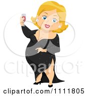 Clipart Happy Female Senior Citizen Toasting In A Formal Gown Royalty Free Vector Illustration