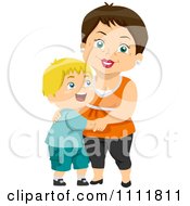 Poster, Art Print Of Happy Boy Hugging His Grandma