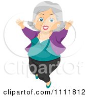 Clipart Happy Female Senior Citizen Jumping Royalty Free Vector Illustration
