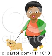 Poster, Art Print Of Happy Black Female Senior Citizen Walking A Dog