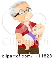 Poster, Art Print Of Happy Male Senior Citizen Holding A Baby Grandchild
