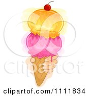 Hand Holding A Waffle Ice Cream Cone