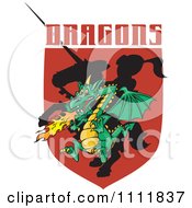 Poster, Art Print Of Dragon And Silhouetted Knight Shield With Text